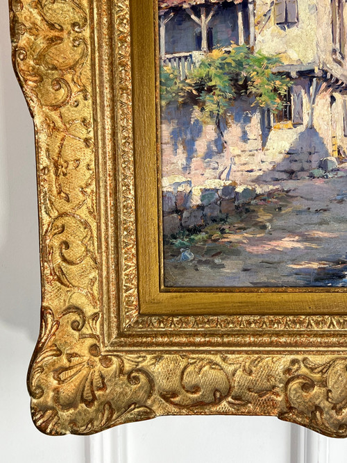 GEMÄLDE / ÖL AUF TAFEL VON GEORGES SERRIER 1852 / 1949 ( DORFSTRASSE )