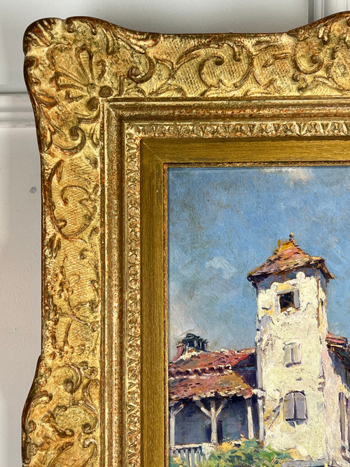 GEMÄLDE / ÖL AUF TAFEL VON GEORGES SERRIER 1852 / 1949 ( DORFSTRASSE )