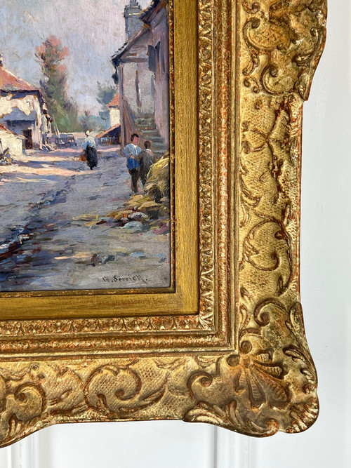 GEMÄLDE / ÖL AUF TAFEL VON GEORGES SERRIER 1852 / 1949 ( DORFSTRASSE )