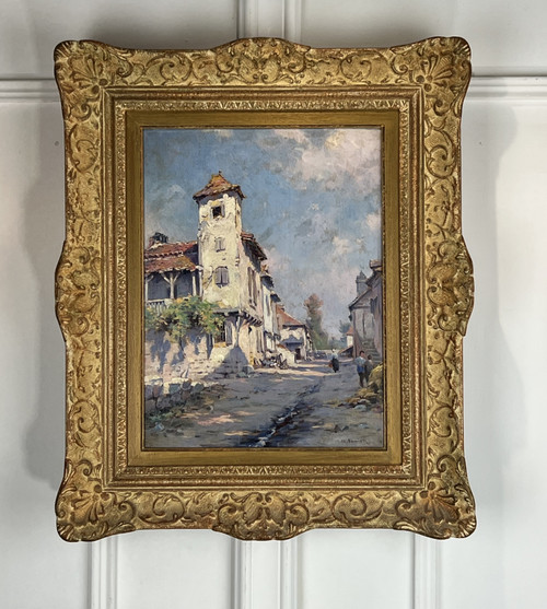 GEMÄLDE / ÖL AUF TAFEL VON GEORGES SERRIER 1852 / 1949 ( DORFSTRASSE )