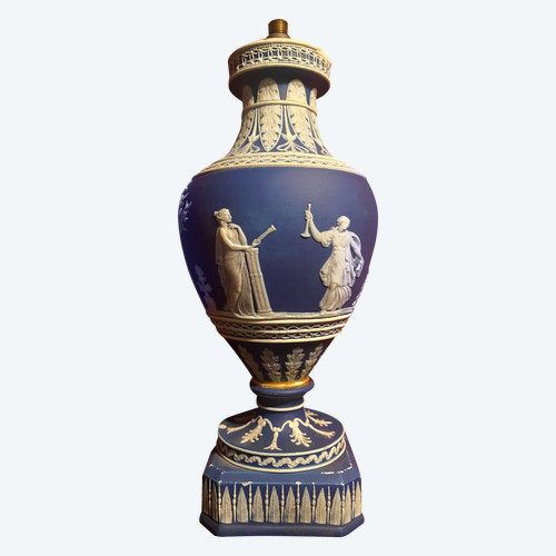 Base per lampada in porcellana blu e bianca