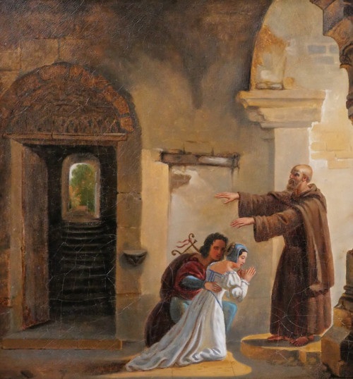Villeneuve, XIX secolo, Il matrimonio segreto di Romeo e Giulietta di Frate Laurent, dipinto, 1831
