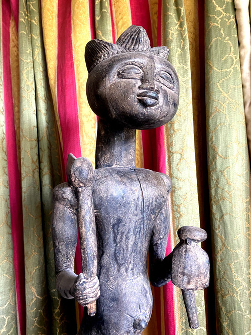 Statue d'Homme des champs Baoulé en Bois sculpté époque 19ème