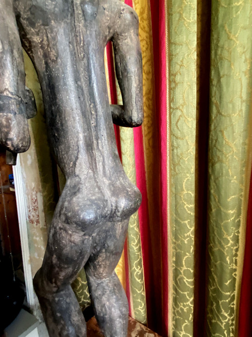 Statue d'Homme des champs Baoulé en Bois sculpté époque 19ème