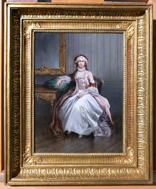 Léonard SAURFELT 1840-c. 1890 Portrait de femme, tableau, vers 1870