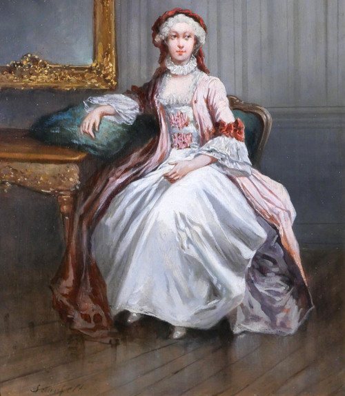 Léonard SAURFELT 1840-c. 1890 Portrait de femme, tableau, vers 1870