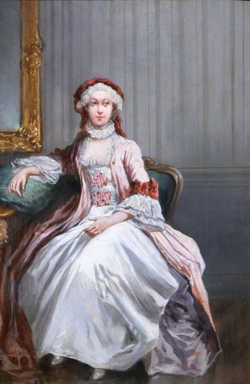 Léonard SAURFELT 1840-c. 1890 Portrait de femme, tableau, vers 1870