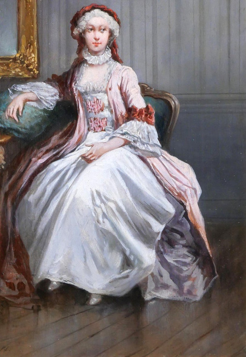 Léonard SAURFELT 1840-c. 1890 Portrait de femme, tableau, vers 1870