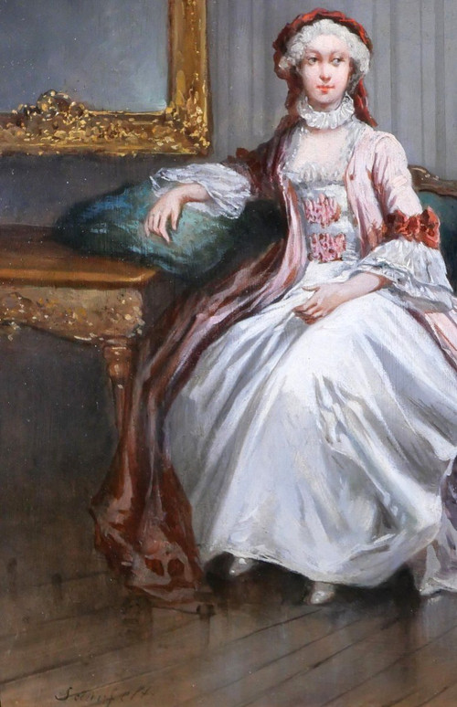 Léonard SAURFELT 1840-c. 1890 Portrait de femme, tableau, vers 1870