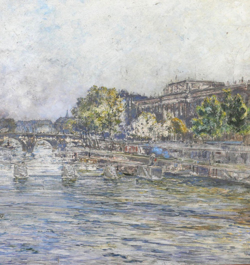 Frédéric HOUBRON 1851-1908 Paris, l'écluse de la Monnaie, tableau, 1902