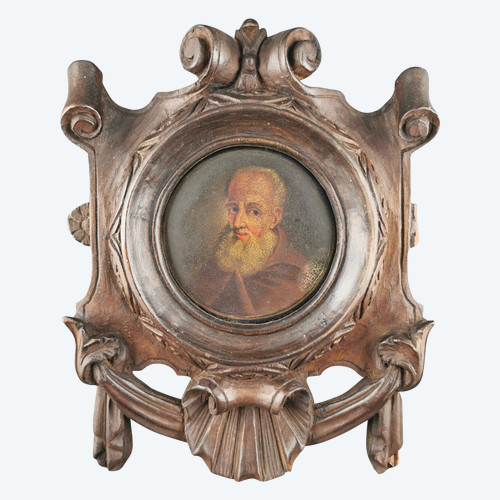 bearded man, miniature on cardboard 19th century