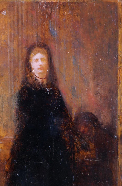 Charles SELLIER 1830-1882 Porträt einer Frau in einer Kirche, Gemälde, um 1870