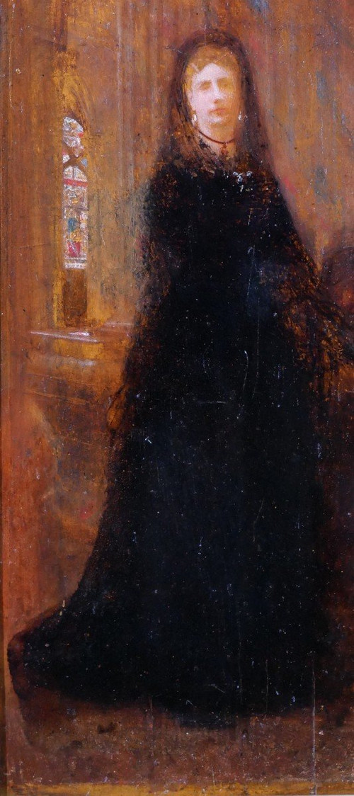 Charles SELLIER 1830-1882 Porträt einer Frau in einer Kirche, Gemälde, um 1870