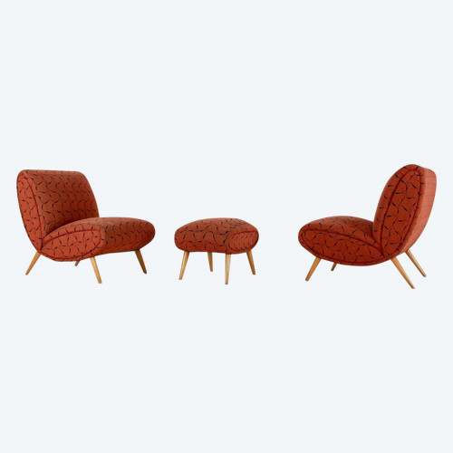 Two Low Chairs and an Ottoman Norman Bel Geddes