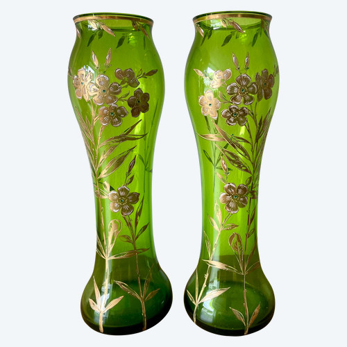 Pair of enamelled glass vases