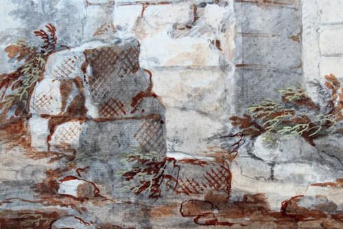 Charles Louis CLERISSEAU 1721-1820 Ruine antique, dessin