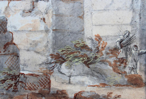 Charles Louis CLERISSEAU 1721-1820 Ruine antique, dessin