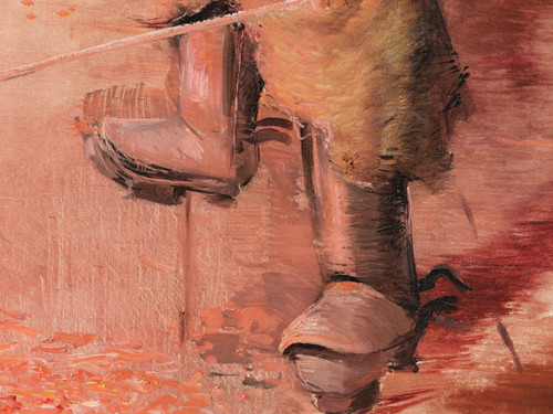 Lucien JONAS (attribué à), 1880-1947, Ouvrier dans un haut-fourneau, tableau, vers 1900