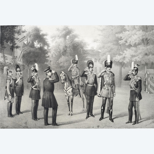 Russian Imperial Guard Lithograph 19th C Old Print
