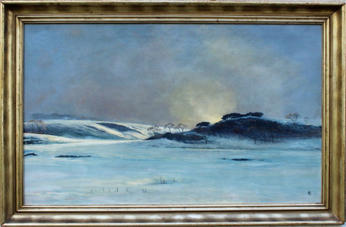 André Paul LEROUX, 1870-1950, Paesaggio innevato vicino a Fécamp, pittura, 1930 circa