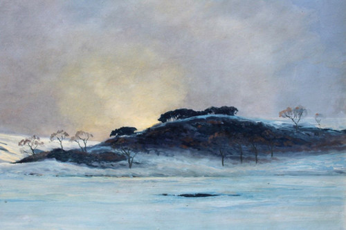 André Paul LEROUX, 1870-1950, Paesaggio innevato vicino a Fécamp, pittura, 1930 circa