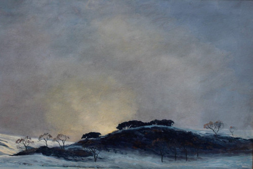 André Paul LEROUX, 1870-1950, Paesaggio innevato vicino a Fécamp, pittura, 1930 circa