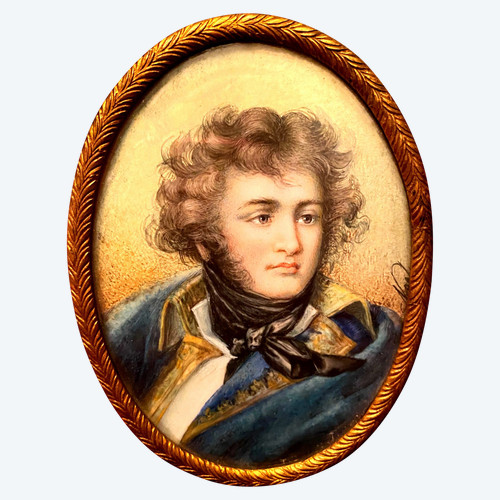 Portrait à la Miniature sur ivoire du Général Jean Baptiste Klébert, signé L. Nel  début 19éme cadre bronze