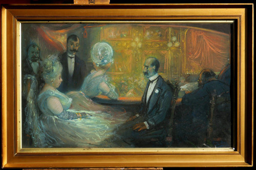 Léon DAX (19th-20th century) In the boxes at the opera, large pastel, circa 1890-95