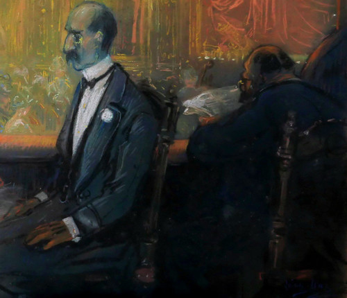 Léon DAX (19th-20th century) In the boxes at the opera, large pastel, circa 1890-95