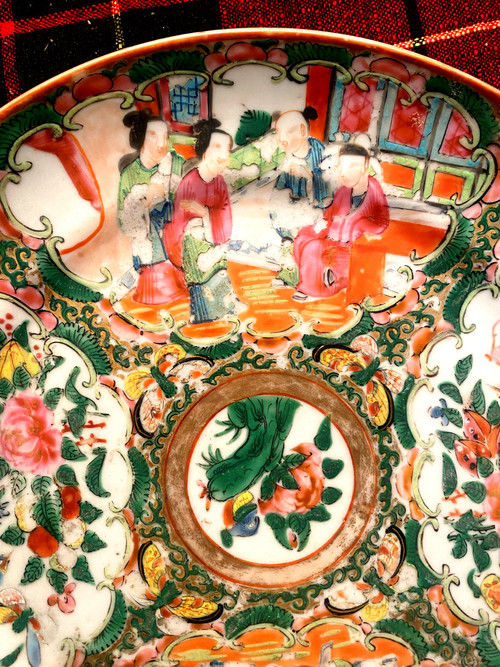 Three Chinese 18th Famille verte plates of very beautiful workmanship finely decorated with scenes and flowers