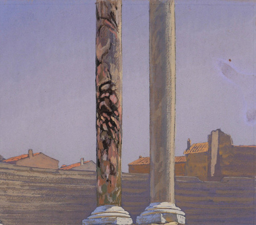 François-Etienne LAHAYE (1878-1949) Arles, ancient theater, daylight effect, drawing, circa 1920
