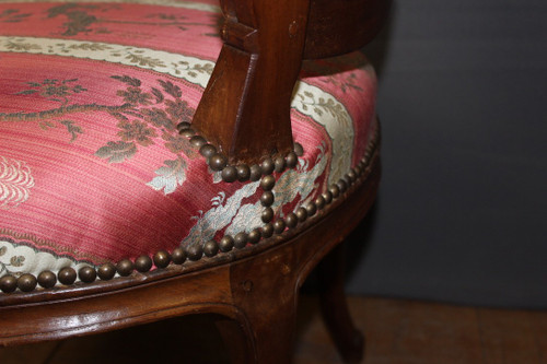 Pair Of Lyonnais XVIII Armchairs In Transitional Walnut