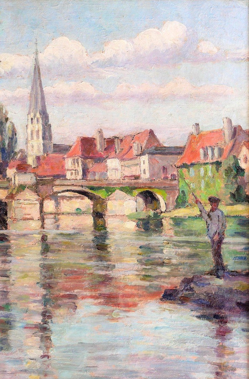 Paul CORDONNIER (1878-1963) Paysage de la Creuse, Argenton-sur-Creuse, tableau, circa 1910-20