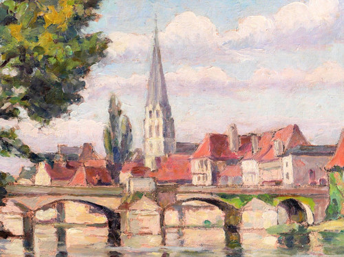 Paul CORDONNIER (1878-1963) Paysage de la Creuse, Argenton-sur-Creuse, tableau, circa 1910-20