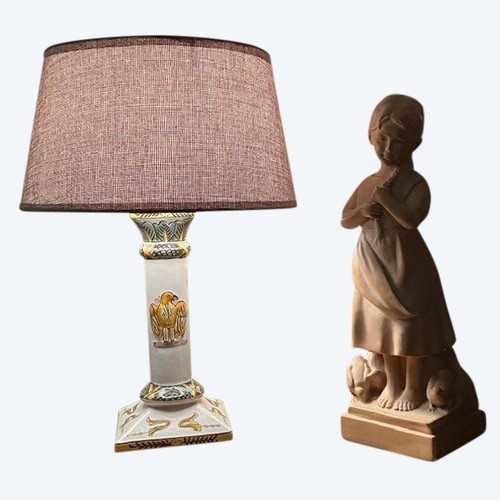 Antike Quimper-Steingutlampe aus dem späten 19. Jahrhundert