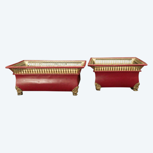 Pair Of Tin Planters - 19th Century