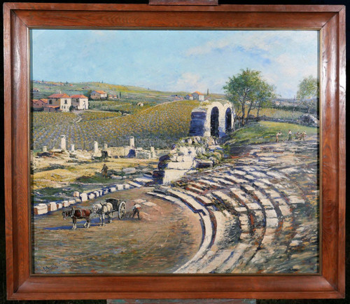 Camille GRETH 1895-1942 Le théâtre romain de Vaison-la-Romaine, tableau, c. 1920-30