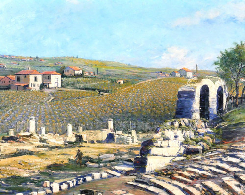 Camille GRETH 1895-1942 Le théâtre romain de Vaison-la-Romaine, tableau, c. 1920-30