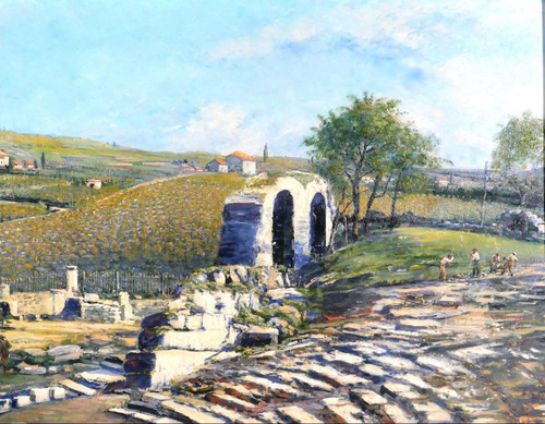 Camille GRETH 1895-1942 Le théâtre romain de Vaison-la-Romaine, tableau, c. 1920-30