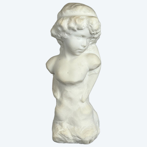 ANCIENT WHITE MARBLE FROM THE 19TH CENTURY REPRESENTING A CHILD BUST 36 CM HIGH
