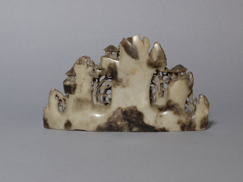 Paysage chinois - groupe en jade, fin de la dynastie Qing