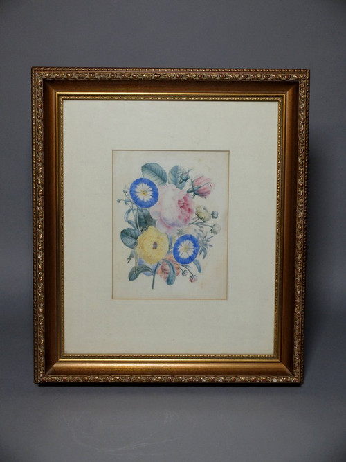 Bouquet di fiori - Gouache del XIX secolo