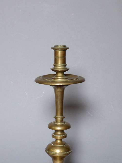 Pair of bronze candlesticks - 17th century