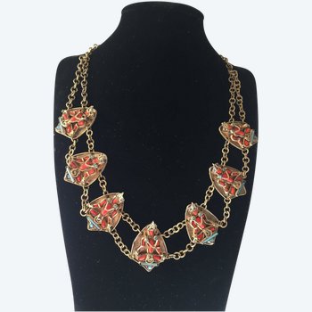 Collier Couture. Métal Doré et Pâte De Verre.