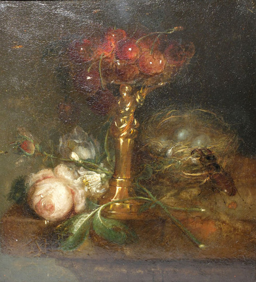 Coppia di nature morte - Olio su rame XIX secolo