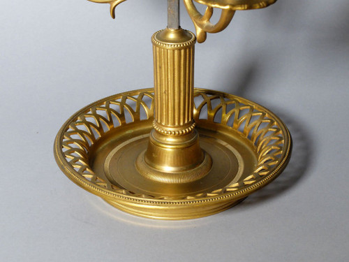 Hot-water bottle lamp in gilded bronze and lacquered sheet metal
