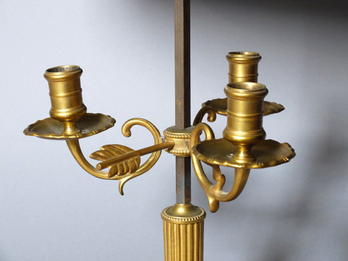Hot-water bottle lamp in gilded bronze and lacquered sheet metal