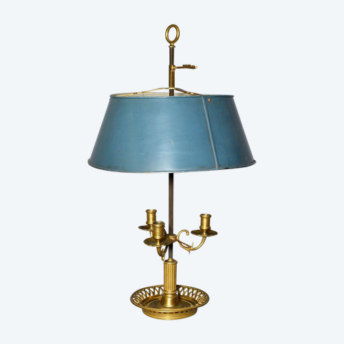 Hot-water bottle lamp in gilded bronze and lacquered sheet metal