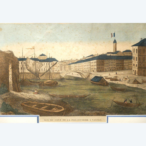 The Poissonnerie bridge in Nantes - 18th century engraving