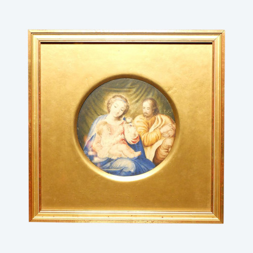 "The Holy Family" 17th century gouache